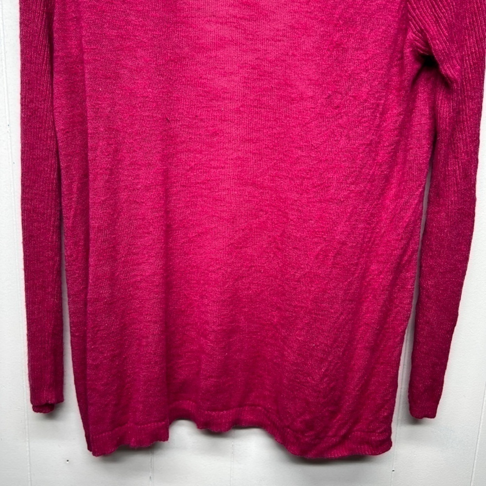LOFT Silk Ramie Blend Long Sleeve Open Front Women's Pink Cardigan Size Medium - Picture 9 of 12